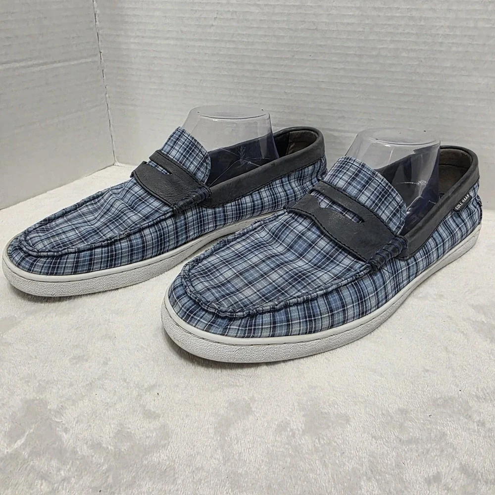 Cole Haan Blue Canvas Men's Sz 10M Penny Loafers Pinch‎ Marine Classic Grand OS